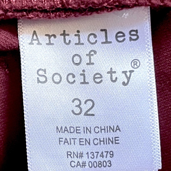 Articles of Society Red Velvet Perren Hilary High Rise Pants Size 32 NWT - Picture 10 of 12